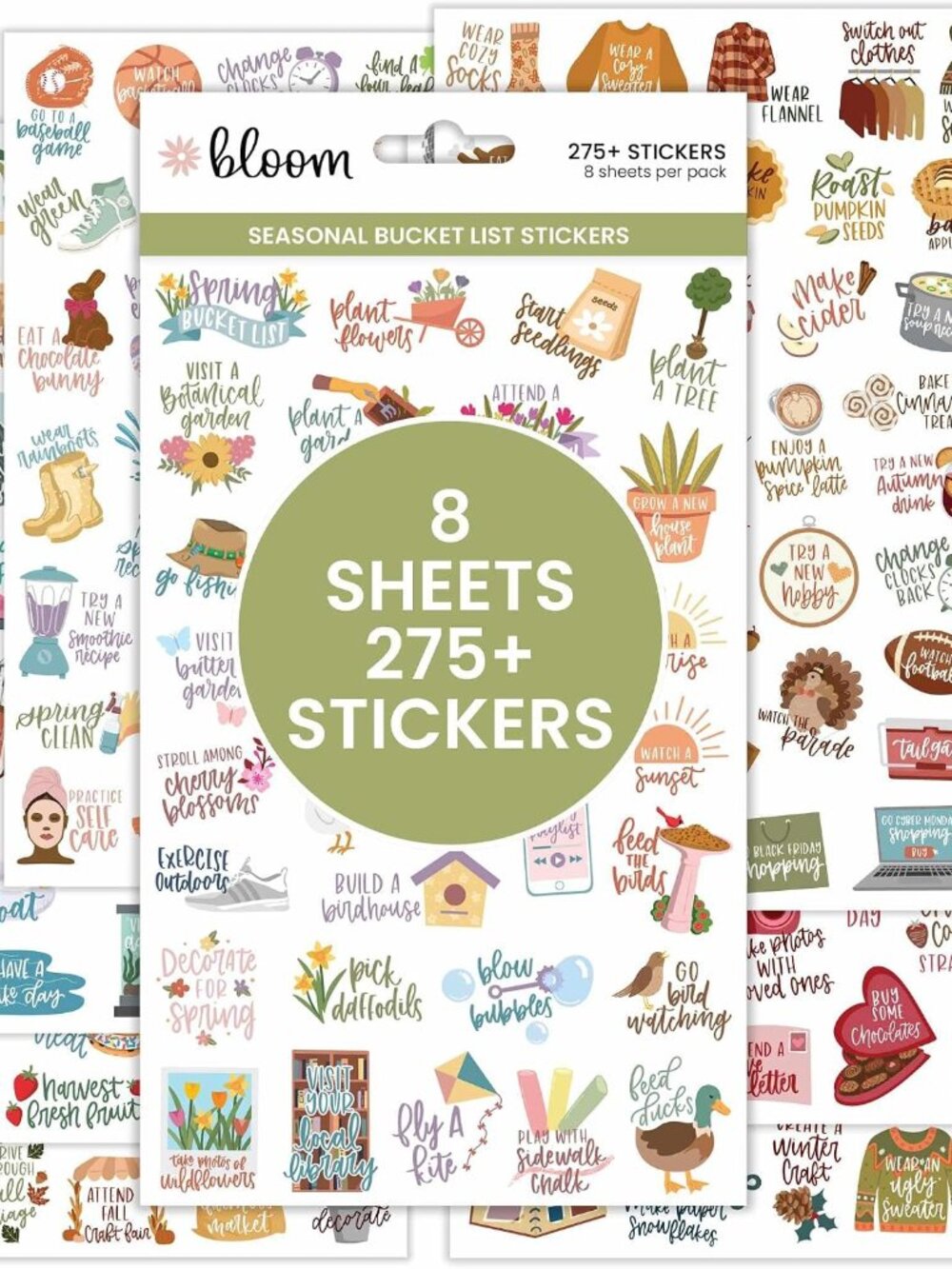 Seasonal Bucket List Planner Stickers - Spring, Summer, Fall, Winter Activity Go